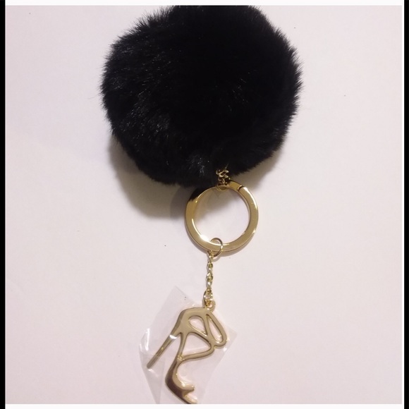 COPY - JIMMY CHOO POMPOM KEY RING BAG CHARM - Picture 2 of 5